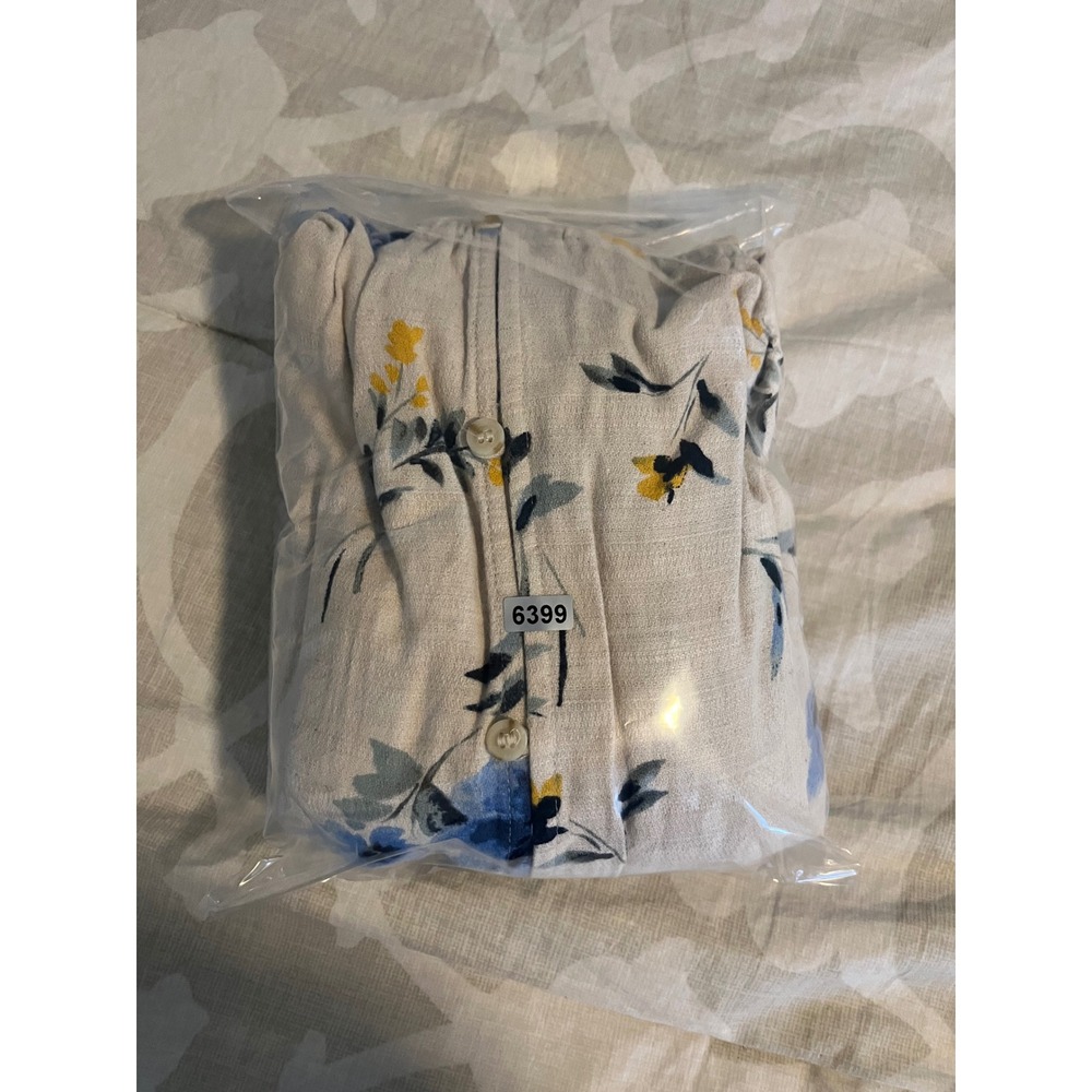 Liz Claiborne Floral Cotton Linen Midi Dress Blue Yellow XXL NWT - Picture 7 of 7
